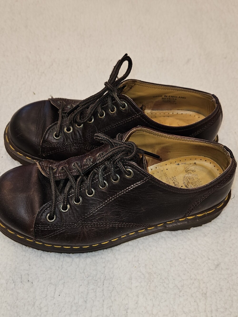 Vintage 1997 Dr. Martens 8019 Made in England Oxford Shoes Brown Leather Lace-Up